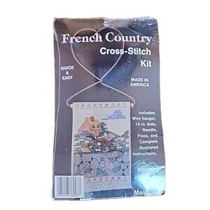 New But Open Vintage French Country Cross Stitch Kit Cottage with Rock Wall